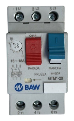 Guardamotor Baw 13-18a 415v Clase 10  P/riel Din Tofema