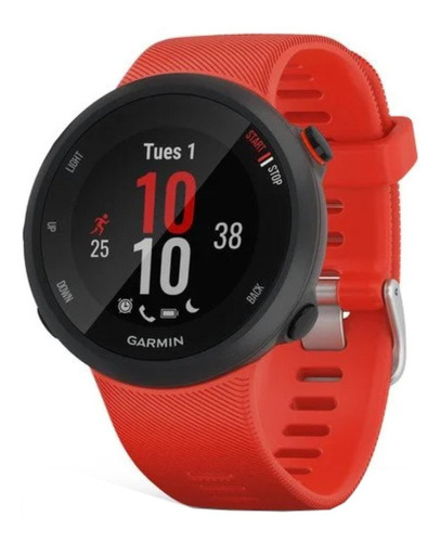 Smartwatch Garmin Forerunner 45 1.04" caja 42mm  negra, malla  rojo lava de  silicona