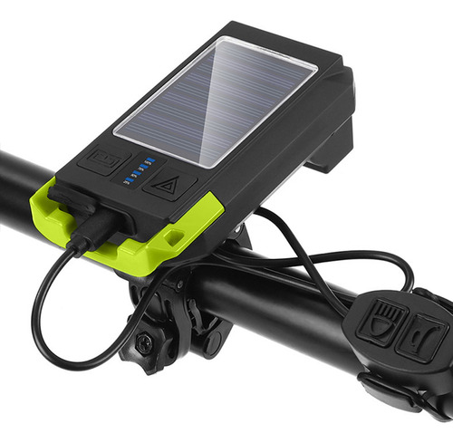 Faro De Bicicleta Linterna Solar Recargable Usb Para Bicicle