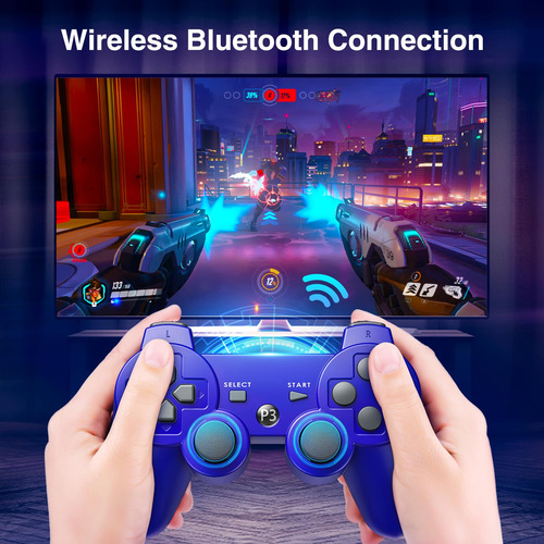 Controlador Inalámbrico Ps3 Joystick Batería Recargable Azul