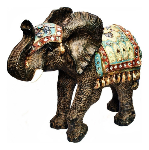 Figura Elefante Grande 47cm India Deco Joyas Color Tapiz Zn