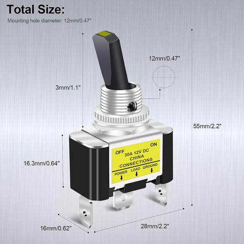 Interruptor Basculante Luz Led 3 Pcs, 30a 12v Cc, Spst ...