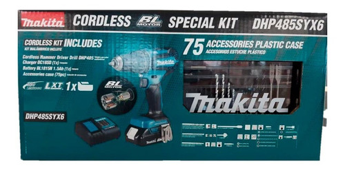 Makita Dhp485syx6 Combo Rotomartillo 1/2 C/75 Pz Accesorios 