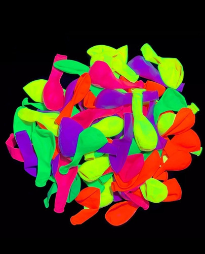 Pack 48 Globos Neón Fiestas Fluorescentes Uv Multicolor Multicolor
