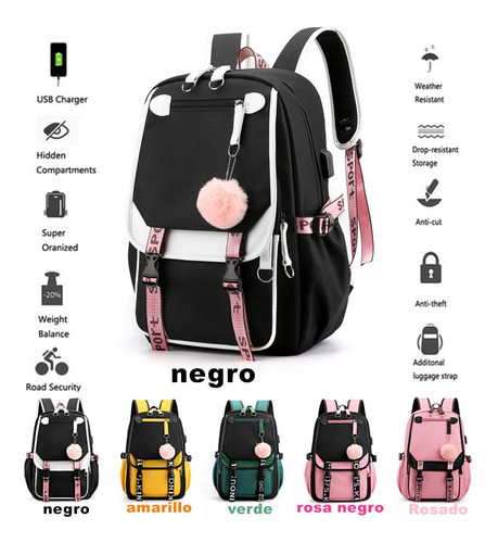 Mochila Kawaii De Estilo Coreano Con Interfaz Usb+llavero Mochila Kawaii De Estilo Coreano Con Interfaz Usb+llavero