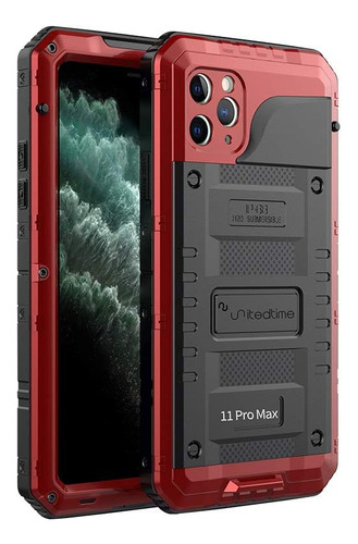 Funda Para iPhone 11 Pro Max Heavy Duty Negra Roja