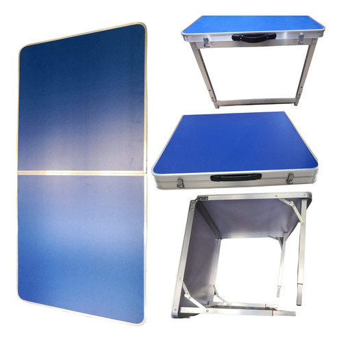 Mesa Plegable Portátil Azul Aluminio 1.20m