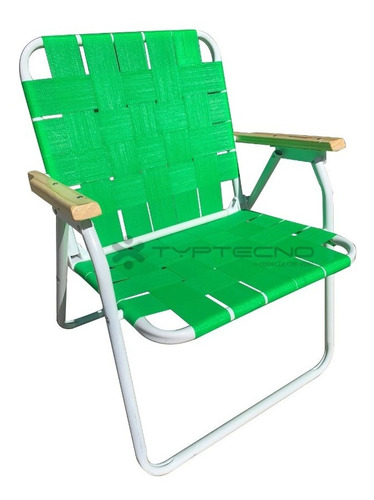 Sillon Playero Reposera Plegable De Acero Apoya Brazo Madera