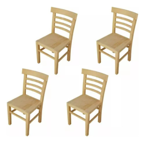 Set 4pz Silla De Comedor Cómodas 100% Madera Uso Rudo