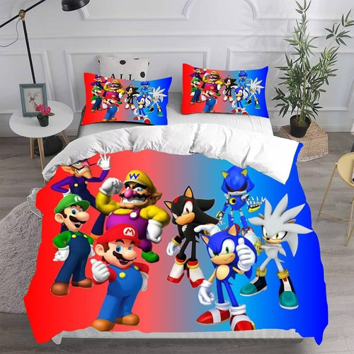 Ropa De Cama Individual De Super Mario Bros Y The Hedgehog