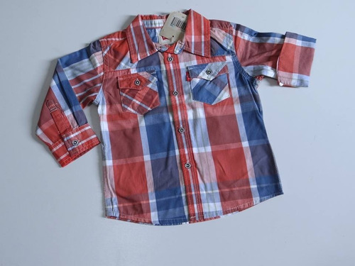 Camisa Manga Longa Xadrez Social Menino Bebe Levis Original 