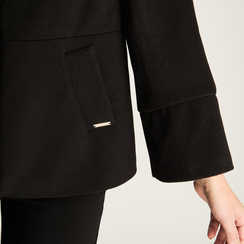 Abrigo Corto Tipo Capa Negro Moda Mujer Invierno