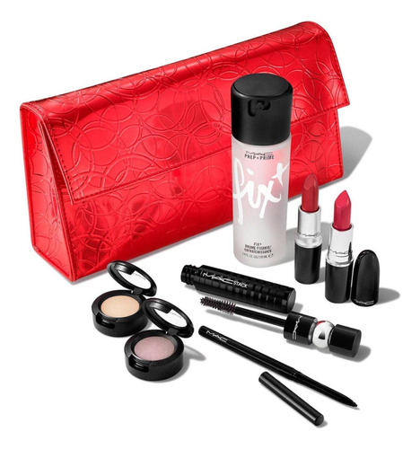 Set De Maquillaje Mac: Primer + Delineador + Máscara +labial