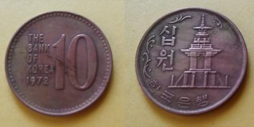 Moneda Corea Del Sur- 10 Won- 1972