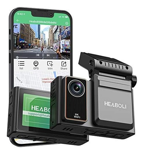 Heaboli 2k Dual Dash Cam With Wifi, Gps And Speed, Front And