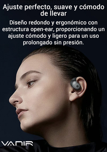 VANIR Audifonos Inalámbricos Bluetooth, Auriculares Gamer Deportivos, audifonos oido abierto, Oído Abierto, Batería Larga, top 10 mejores audífonos Compatibles Android iOS