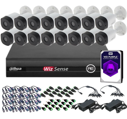 Kit De Seguridad Dahua Dvr Ai 16 Camaras Full Hd 1080p Disco