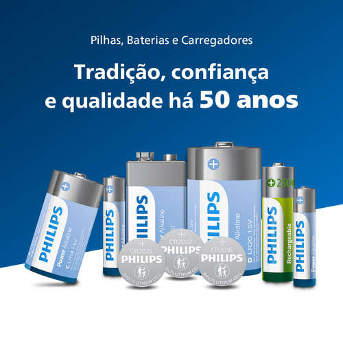 32 Pilhas Bateria Aa Pequena 2a Alcalina Philips 2 Cartelas