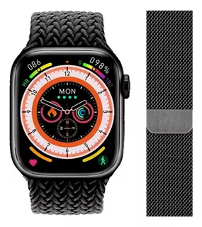 Combo Smart Watch Hk9 Pro Negro Y Correa Milanese Loop Negro