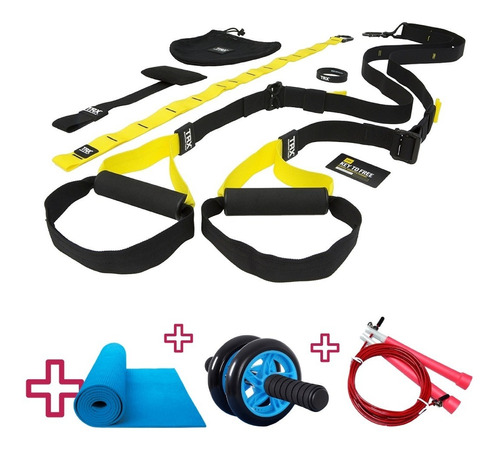 Set Trx Bandas De Susp+cuerda+rueda Abs+colchoneta Ejercicio