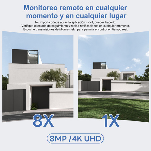Cámara De Seguridad Wifi Exterior 8MP Doble Lente con Alarma Security Camera Surveillance Dual Screen Auto Tracking Full Color Outdoor IP Cameras 8x Zoom color Banco