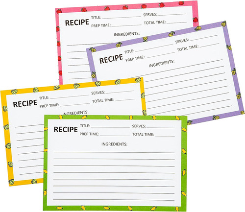 40 Tarjetas De Recetas De 4 X 6 Pulgadas De Doble Cara Grues