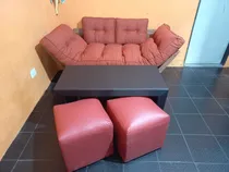 Comprar Futón Mariposa En Gabardina Con Mesa Y Puff  En Eco Bek