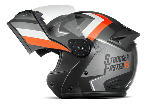 Capacete Integral Robocop Stronger Faster Gladiator Etceter Cor Cinza/Laranja Tamanho do capacete 58