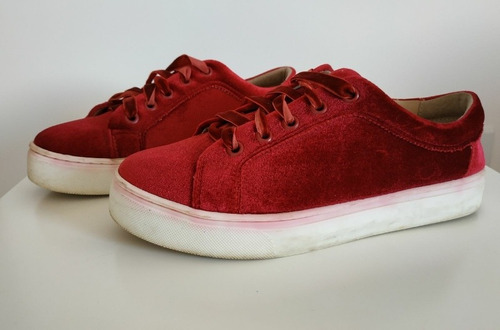 Tênis Anacapri Veludo Sola Alta Vermelho