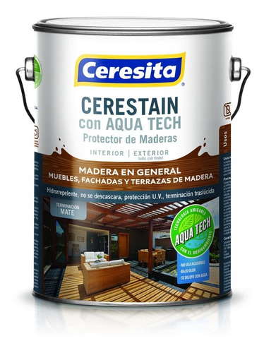 Cerestain Protector De Madera Ceresita Aquatech Negro Galon