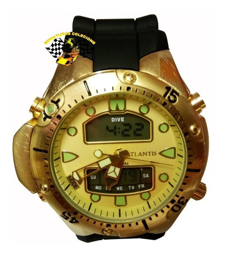 Relógio Masc Atlantis G3154 Aqualand 1060 Fundo Amarelo Peq.