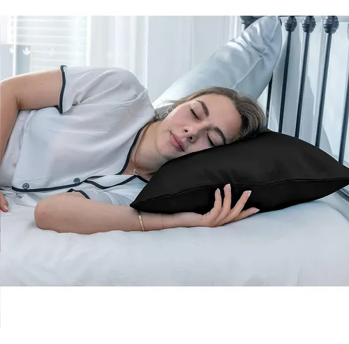 Funda Para Almohada En Satin Anti Frizz Cuida Cabello Negro