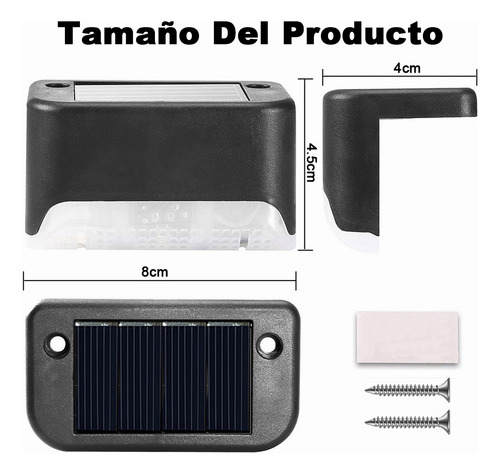 4pcs Lámpara Luz Solar Exterior Jardín Escalera Tierra Led