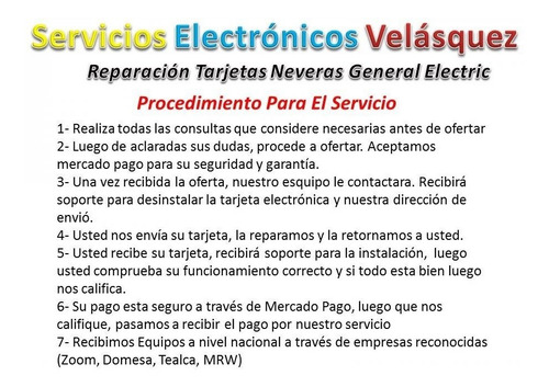 Reparacion Tarjeta Nevera General Electric 200d4854g