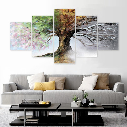 Cuadros Decorativos Árbol De Las 4 Estaciones 4k Premium Color Colores