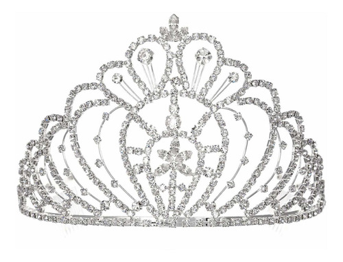 Corona De Tiara De Flor De Reina De 4-3 / 8  Grand Pageant Q