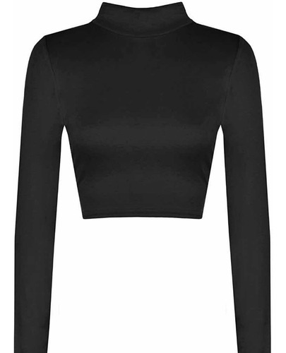 Crop Top Dama Térmico Frizado Media Polera Manga Larga Mujer