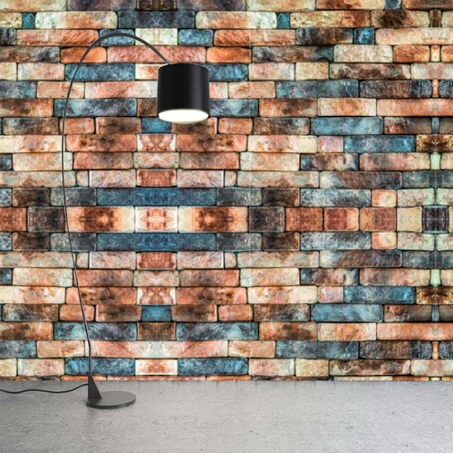 Imagen 4 de 4 de Papel Tapiz Pared Ladrillo Multicolor Vinil Adherible