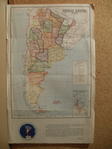 Mapa Argentina 47x29 Inst Geogr Militar 1970 Zona Caballito