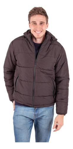 Campera Hombre Inflada Corderito Nylon Impermeable Abrigada 