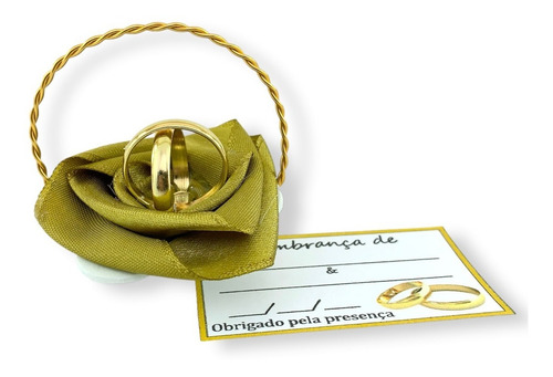Lembrancinha Casamento Cestinha Alianças Dourado Kit Com 25