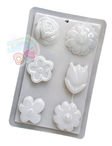 * Molde Mediano Gelatinas 6 Flores Varias M4 Mama Jabon