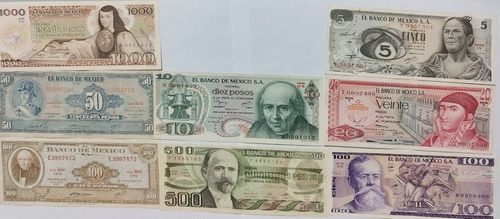 Lote 8 Billetes Antiguos De México Fotos Reales