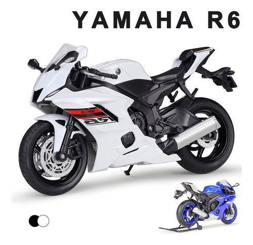 Yamaha R6 Miniatura Metal Moto Con Soporte De Pie 1:12