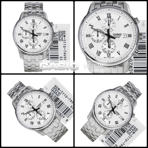 Casio Original Modelo Bem-511d-7av Local A La Calle Color de la malla Plateado Color del bisel Plateado Color del fondo Claro