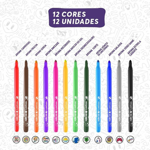 Imagem 2 de 3 de Newpen Caneta Ponta Diamante 2-4mm C/12 Cores Gato Galáctico