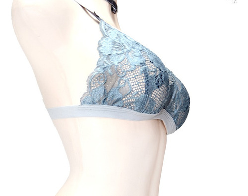 Bralette De Suave Fino Encaje Tirante Ajustable Co001 Gris