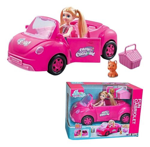 Brinquedo Carro Com Acessórios E Mini Boneca Tipo Barbie