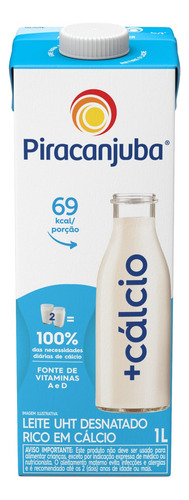 Leche Uht Desnatada + Calcio Piracanjuba 1l
