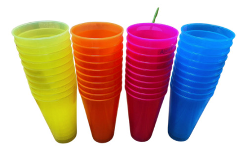 Set 40 Vasos De Plastico En Colores